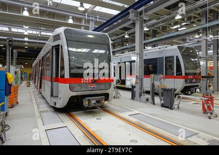 Wien, Straßenbahn-Hauptwerkstätte Simmering // Vienna, Wiener Linien, Workshop principale Foto Stock