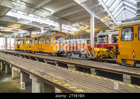 Wien, Straßenbahnremise Floridsdorf der Wiener Linien // Vienna, Tramway (tram) Depot Floridsdorf Foto Stock