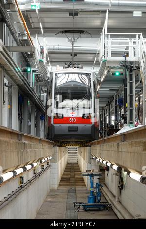 Wien, Straßenbahnremise Gürtel // Vienna, Tramway Depot Gürtel Foto Stock