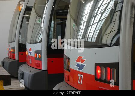 Wien, Straßenbahn, Remise (Betriebshof) Speising // Vienna, Tramway Depot Speising Foto Stock