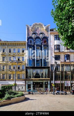 Budapest, Bankhaus Török, Szervita tér 3, Henrik Böhm, Ármin Hegedüs 1906 // Budapest, Török Bank House (Turkish Bank House), Szervita tér 3, Henrik B Foto Stock