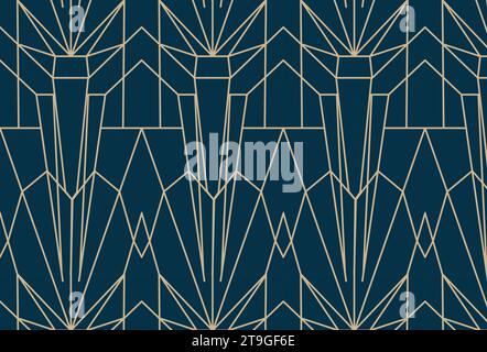 Stile Art Deco, elegante, retro, moderna carta da parati geometrica senza cuciture, design del pannello con motivo texture sfondo ripetibile nel pannello campioni. Illustrazione Vettoriale