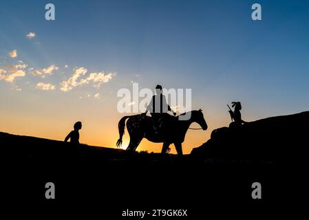 Sculture a Tamkaliks, Nez Perce Wallowa Homeland, Wallowa, Oregon. Foto Stock