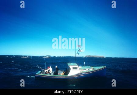 WEDGEPORT, NS - 11 SETTEMBRE: Vista generale della LEP durante la International Tuna Cup 1955 l'11 settembre 1955 al largo della costa di Wedgeport, nuova Scozia, Canada. (Foto di Hy Peskin) Foto Stock