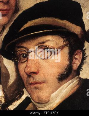 Autoritratto in un gruppo di amici (dettaglio) 1824-27 di Francesco Hayez Foto Stock