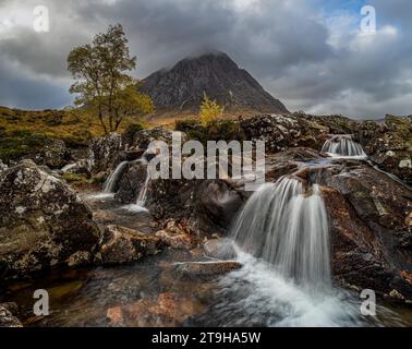Etive Mor Waterfall, Glencoe Foto Stock