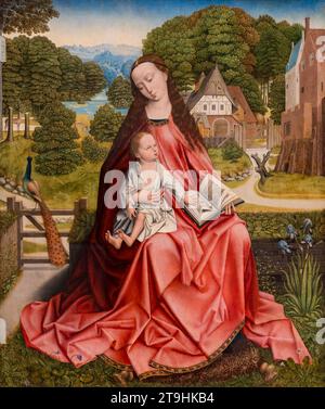 Unknown Artist, Netherlandish (tardo XV secolo), Virgin and Child in a Landscape, c. 1492-1498, Oil on Panel Foto Stock