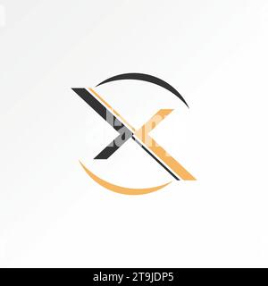 Design del logo concept grafico astratto creativo stock vettoriale premium Swoosh flip Circle con lettera unica iniziale X font. Tipografia monogramma correlata Illustrazione Vettoriale