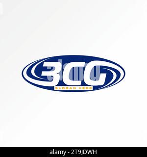 Logo design graphic concept creative premium astratto vettoriale font 3CG lettera iniziale univoco su blocco ellisse. Emblema tipografico monogramma correlato Illustrazione Vettoriale