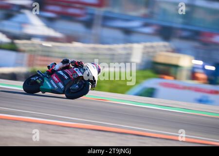 Celestino Vietti e Fantic Racing corrono durante la sessione di prove del Gran Premio Motul de la Comunitat Valenciana di MotoGP il 2 novembre Foto Stock