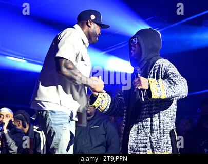 50 Cent e Jeremih che si esibiscono al FLIPPER'S ROLLER BOOGIE PALACE london Afterparty per il suo primo compleanno, l'11 novembre 2023 Foto Stock