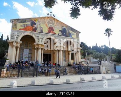 Chiesa di tutte le Nazioni sul Monte degli Ulivi a Gerusalemme, Israele Foto Stock