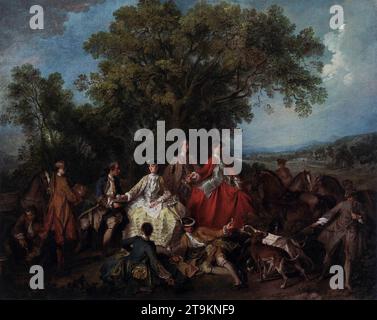Picnic After the Hunt 1735-40 di Nicolas Lancret Foto Stock