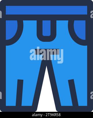 Pittogramma a colori lineare di pantaloncini lunghi sotto il ginocchio. Abbigliamento e scarpe casual. Guardaroba per un look moderno e alla moda. Corsa semplice vec Illustrazione Vettoriale