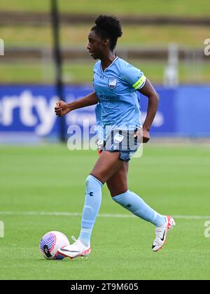 Sydney, Australia. 26 novembre 2023. La Principessa Megan Ategbayan Ibini-Isei della squadra del Sydney FC è vista in azione durante la partita della stagione femminile A-League 2023/24 round 6 tra Sydney FC e Melbourne City FC tenutasi al Sydney Olympic Park. Punteggio finale Melbourne City FC 3:2 Sydney FC. Credito: SOPA Images Limited/Alamy Live News Foto Stock