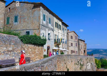 Outlook nei pressi di via dell' Amore (Love Street), Pienza, Toscana, Italia Foto Stock