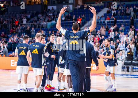 Madrid, Spagna. 26 novembre 2023. Edy Tavares del Real Madrid visto prima della partita di campionato spagnolo ACB tra Real Madrid e Morabanc Andorra al Wizink Center di Madrid, in Spagna. Credito: Agenzia fotografica indipendente/Alamy Live News Foto Stock