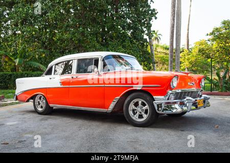 Chevrolet 1957, vecchia auto d'epoca americana a Cuba Foto Stock