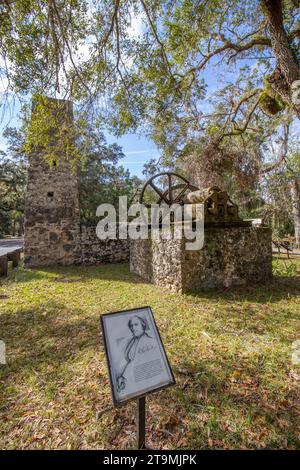 Lo storico Yulee Sugar Mill Ruins State Park, a Homosassa, Florida. Foto Stock