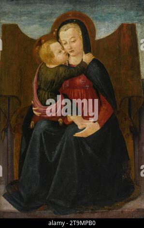 Madonna con bambino in trono del 1470 dal Maestro della Natività di Castello Foto Stock