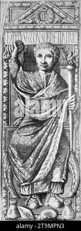 Boethius. Il senatore e filosofo romano, Anicius Manlius Severinus Boethius (480–524 d.C.), incisione, 1858-68 circa Foto Stock