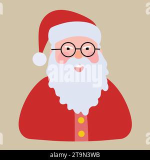 Allegro cartone animato Babbo Natale con gli occhiali Illustrazione Vettoriale