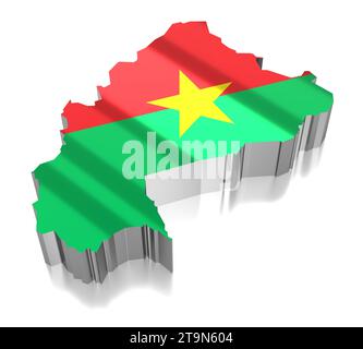 Burkina Faso - confini nazionali e bandiera - illustrazione 3D. Foto Stock