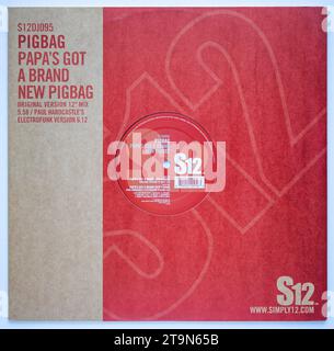 Copertina e vinile del singolo da 12 pollici della versione di Paul Hardcastle di Papa's Got a Brand New Pigbag, di Pigbag, originariamente pubblicato nel 1982. Foto Stock