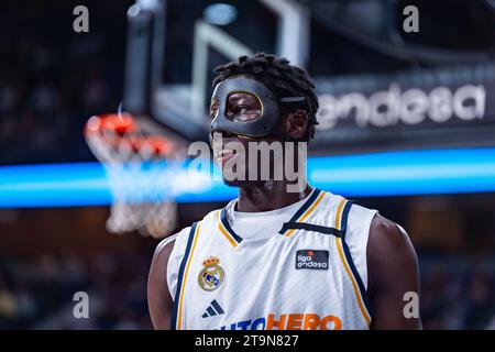 Madrid, Spagna. 26 novembre 2023. Eli Ndiaye del Real Madrid visto durante il match di Liga Endesa tra Real Madrid e Morabanc Andorra al Wizink Center. Punteggio finale; Real Madrid 85:76 Morabanc Andorra. Credito: SOPA Images Limited/Alamy Live News Foto Stock