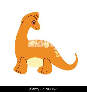 Grazioso dinosauro colorato. Illustrazione vettoriale in stile cartone animato isolato su sfondo bianco. Illustrazione Vettoriale