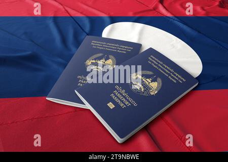 I passaporti laotiani sono rilasciati ai cittadini del Laos dal Dipartimento consolare all'interno del Ministero degli affari Esteri per viaggiare a livello internazionale. Foto Stock