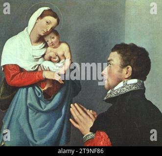 A Gentleman in Adorazione Before the Madonna 1560 di Giovanni Battista Moroni Foto Stock