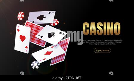 Banner casinò con vettore di carte Illustrazione Vettoriale