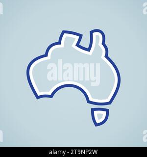 Mappa semplificata e stilizzata dell'Australia, colori della bandiera. Illustrazione Vettoriale