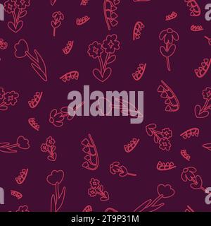 Motivi floreali senza cuciture con fiori primaverili Illustrazione Vettoriale