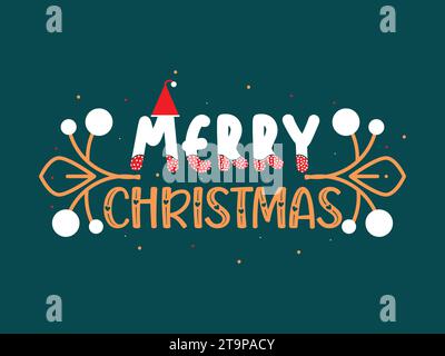 Buon Natale, illustrazione vettoriale con lettere a mano Illustrazione Vettoriale