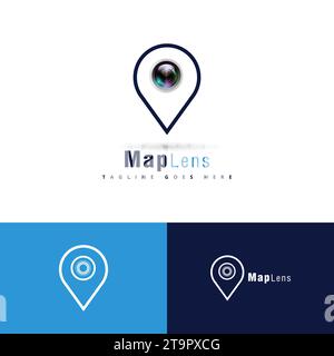 ILLUSTRAZIONE ASTRATTA PIN SHOOT INSPIRATION LOGO DESIGN VETTORIALE IDEALE PER FOTOCAMERA APPLICATIVA, FOTO Illustrazione Vettoriale