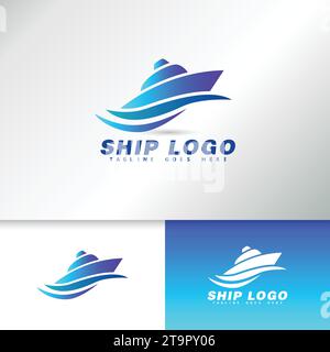 Ship, Cruise e Marine Logo Design Inspiration Vector Illustrazione Vettoriale