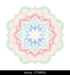 Mandala colorato, mandala orientale con motivi etnici per decorazioni tradizionali, spiritualità, arredamento interno, libro da colorare Illustrazione Vettoriale