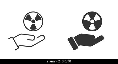 Simbolo radioattivo su una mano. Icona radiazione. Illustrazione vettoriale Illustrazione Vettoriale