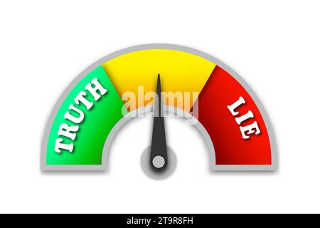 Icona dell'indicatore del rilevatore di bugie. Indicatore di verità e menzogna. Illustrazione del vettore piatto Illustrazione Vettoriale