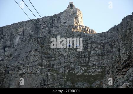 Una vista generale della funivia Table Mountain e della stazione della funivia a città del Capo, in Sudafrica. Foto Stock