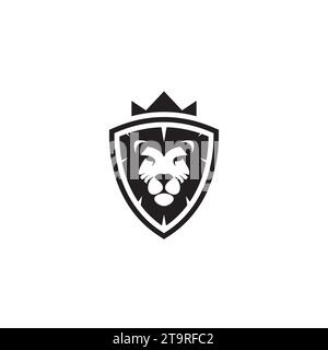 Logo o icona Lion, Shield e Crown Illustrazione Vettoriale