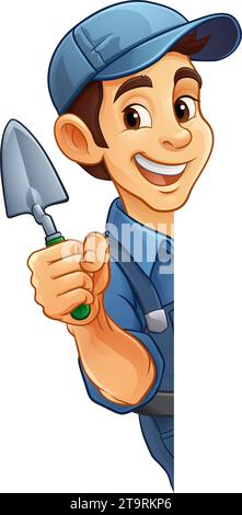 Mascotte per muratore per muratore per costruzioni Illustrazione Vettoriale
