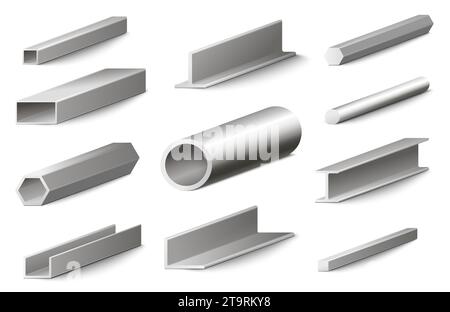 Set isolato di materiali da costruzione per profili metallici diversi Illustrazione Vettoriale