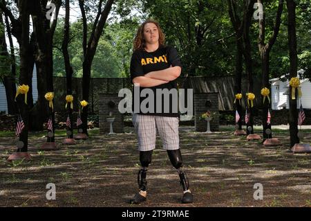 Wounded Veteran Portrait in Memorial Park Foto Stock