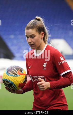 Liverpool FC contro Brighton FC Barclays Women's Super League PRENTON PARK TRANMERE INGHILTERRA 26 2023 NOVEMBRE Marie Hobinger del Liverpool durante la partita di Super League femminile Barclays tra Liverpool FC e Brighton FC al Prenton Park Tranmere il 26 novembre 2023 a Birkenhead, Inghilterra. (Foto Alan Edwards per F2images) Foto Stock