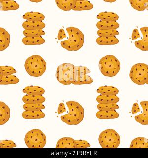 Forma di biscotti senza cuciture con briciole di cioccolato. Illustrazione Vettoriale