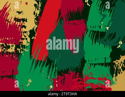 Sfondo grunge colorato con tratti di vernice. Texture macchie del pennello. Immagine vettoriale. Abstract per design, volantino, banner, poster, calendario Illustrazione Vettoriale