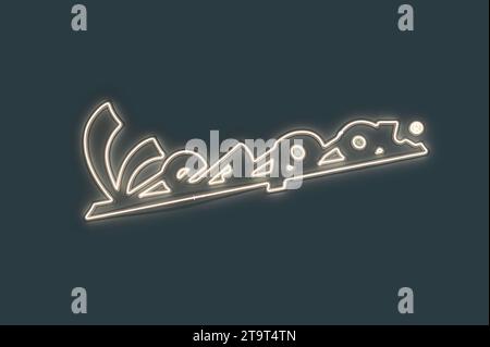 Il logo neon Vespa è un marchio di lusso italiano di scooter e ciclomotori prodotti da Piaggio Foto Stock